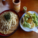 Choufuuan - 手打ちそば定食のそばと天ぷらです。