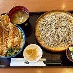 天丼てんや - 料理写真:たれづけ大江戸天丼の冷藪そばセット