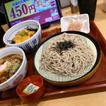 なか卯 - 料理写真:月見たま牛肉つけそば(特盛) 1,120円 、ウニドーン(小盛) 980円(税込)