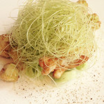 L’AS - 北海道産帆立貝のフリット  ヤングコーンの全てを味わう一皿