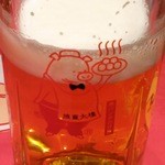 Shuumai Tarou - 《H2705》今回は夜の訪問だったので心おきなくビールも飲めました。ジョッキには焼売太楼のマークが。