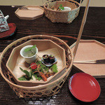 美山荘 - 琵琶湖のもろこ、うるいの新芽