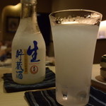 天麩羅　吉祥 - 大関酒造の生貯蔵酒は凍結。これ、爽やかで飲みやすく美味しい酒だった。