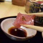 天麩羅　吉祥 - かつおに生七味を乗せて～