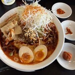 幸楽苑 - 料理写真:期間限定麻辣担々麺5辛MAXにめんま、千切りネギ、味玉、辛味にんにくトッピング
