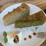 パンゲア - 嬉野茶とホワイトチョコのケーキとバナナシナモンケーキのハーフサイズ