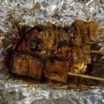 晩酌亭 - 料理写真:上から、鳥かわ2本、厚揚げ