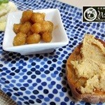 古民家 Dining noBu - 前菜3種
      　リエット　　金時豆(揚げ大豆)　　チーズ豆腐