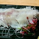 割烹若新 - 烏賊の活け作り