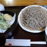 そば仁 - もりそば大もり（６５０円）+野菜天ぷら（２００円）