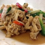 漁之屋-澎湖海產 - 花椰菜干炒豬五花。(干しカリフラワーと豚肉の炒め)