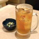ミエノカクレガ - ・烏龍茶、ナスの味噌和え