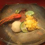 礼讃 - 赤むつの塩焼き、四万十海老揚げ