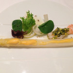 パリの朝市 池袋店 - 北海道赤井川のホワイトアスパラガスとラングスティーヌ、温サラダ　【2015.05.28】