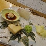 アワビ　カワハギ肝醤油