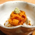 広尾小野木 - 墨烏賊　うにのせ　肝ソースで