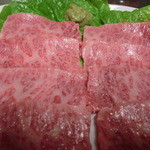 炭火焼肉ホルモン 青葉精肉店 - 仙台牛カルビ(わさび塩orタレ)　880円