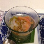 うぶか - 先付　羅臼昆布ジュレ　赤貝　縞海老