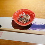 銀座　ふく太郎 - ●シュミレーション▶︎【12】とらふぐの皮　にポン酢がかかっています。