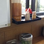 ネギ、生姜、ごまなどが置かれています。