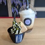 わらび餅専門店 門藤 - 料理写真:コオルワラビ（抹茶みつ） 、珈琲ラテ