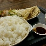 大王 - 豚の天ぷら定食(ご飯大盛り)