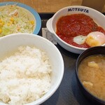 松屋 - 料理写真:うまトマハンバーグ定食(シングル)830円