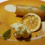 Vel  ROsier - 海老とアスパラの蓮根もちの春捲、海老のマヨネーズソース