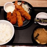松のや - 料理写真:海鮮盛り合わせ定食(アジフライ、カキフライ2個、海老フライ2本)1,030円