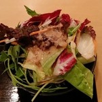 銀座 ほんじん - もつめんちゃんこ定食のサラダ〔15/6/1撮影〕