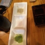 呑み処 漁師のGORO - おまかせ天ぷら用塩3種201504