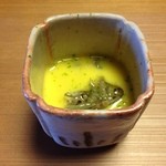 しのはら - きたあかり(ジャガイモ)・トウモロコシ・秋田の蓴菜・蛸の薫製のスープ仕立て