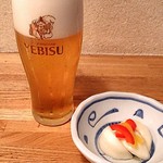 酒菜と炭 てりや - 生ビール＆お通し