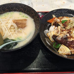 Shunka Saikan - ラーメンセット(回鍋肉丼 + 豚骨ラーメン) ¥690