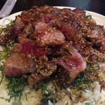 みょうが屋 - 宮崎牛シン三角ステーキ丼。うんめぇぇえ！！！