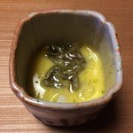 しのはら - きたあかり・トウモロコシ・秋田の蓴菜・蛸の薫製のスープ仕立て