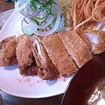 ももやま - 2015・6再 梅しそロースカツセット950円（スープ・ピクルス・ご飯）