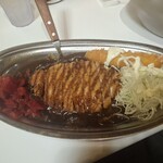 ゴーゴーカレー - 料理写真:ポークロースカレー中&エビフライ(税込980+50+200(クーポンで無料でした)円)