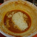 辛口肉ソバ ひるドラ - ガチ味噌肉そば、あと飯ダイブ