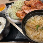 小樽なると屋 - 料理写真:青南蛮ざんぎ定食
味噌汁をミニ鶏そうめんへ変更