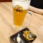 8番らーめん - 料理写真:生ビール唐揚げセット¥1,188-