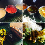 Spice&Dining KALA - ○カード様○カーラン様○サツマイモのクゥートゥ様○ラッサム様○サンバル様○キャベツと春菊、空豆のトーレン様○茄子のタマリンド漬け様○黒ゴマのチャトニ＆ゴーヤのアチャール様