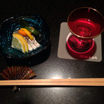 松葉寿司 - 御通しと日本酒