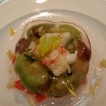 賀茂ナスのマリネとトマトと赤座海老