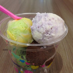 サーティワンアイスクリーム - サンキュー4（＾∇＾）
      チョコレートソルベ、フルーティーデューソルベ、ブルーベリーパンナコッタ、オレオ抹茶の4種。