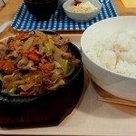 桜井家のハンバーグ - 比較対象が無くて、ごめんなさい。肉野菜炒め定食ヨタ盛りです。