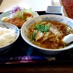割烹小島 - メンチ定食＋ラーメン　８５０円