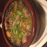 学芸大Baru - 鶏セセリ肉と枝豆のアヒージョ