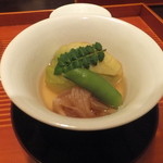 馳走なかむら - 炊合せ：賀茂茄子と新玉葱