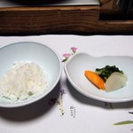 山みず木 - 夕食⑧　小国米、香の物